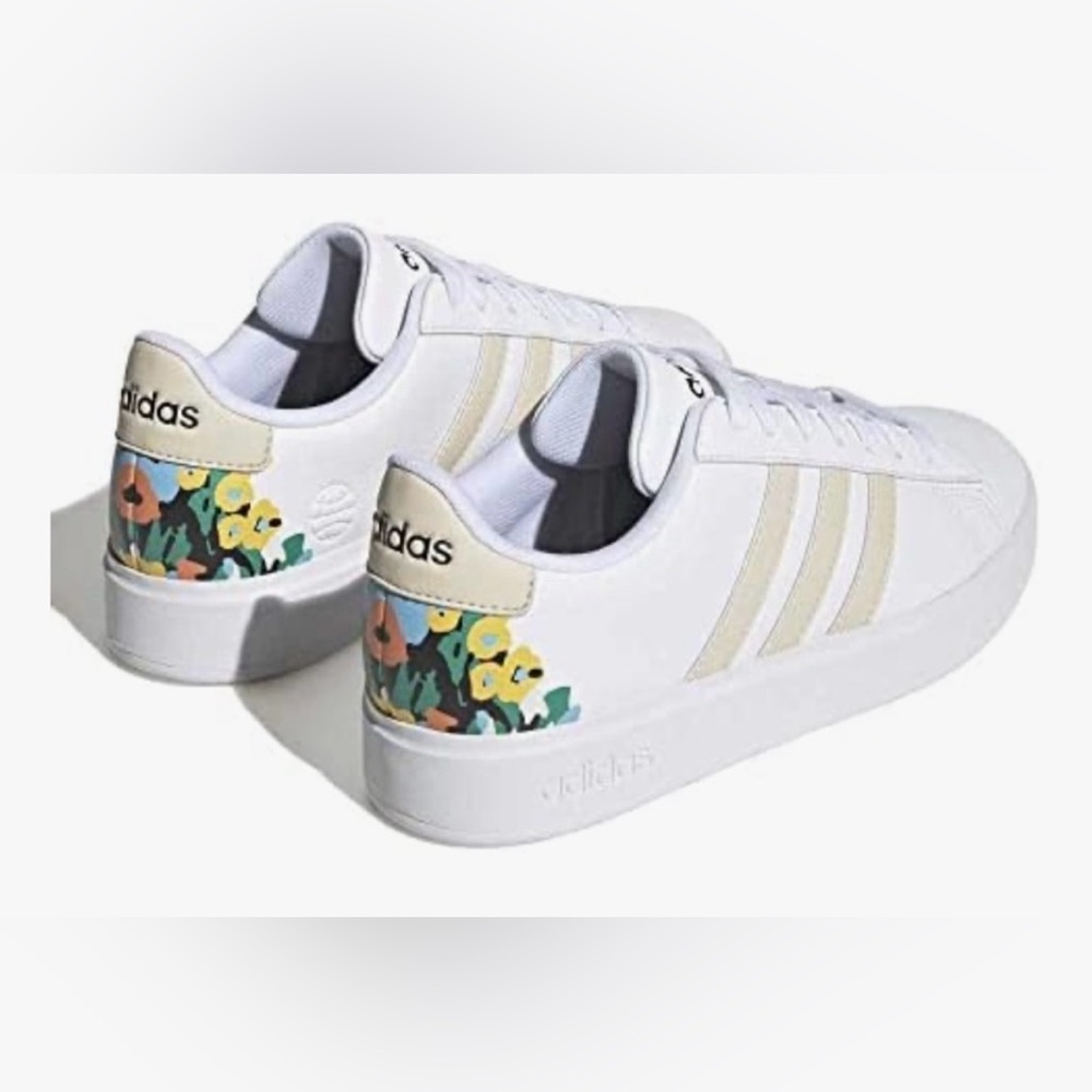Adidas White Sneakers with Colorful Floral Accents